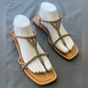 Prada Tan Beaded Sandals